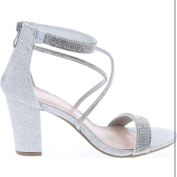 Women’s Top Moda Rosa 66 Rhinestone Heels Brand New in Box US Size 11 Silver - Picture 5 of 10